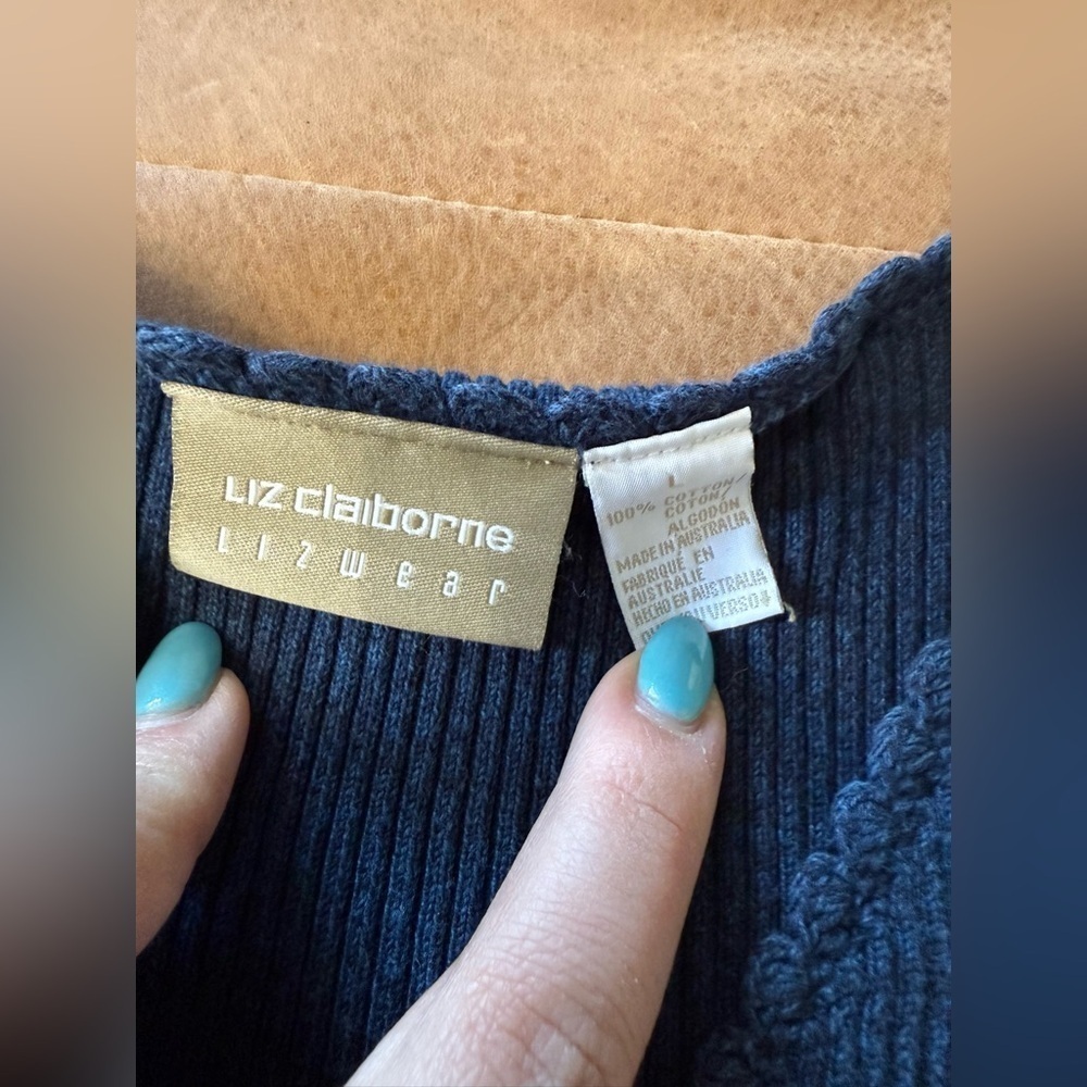 Liz Claiborne Lizwear Striped Ribbed Cotton Sweater Women’s Size Large - Picture 4 of 6